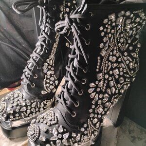 Azalea Wang Lilybell Black Platform Boots | Women's Size 11 | Stunning, NEW